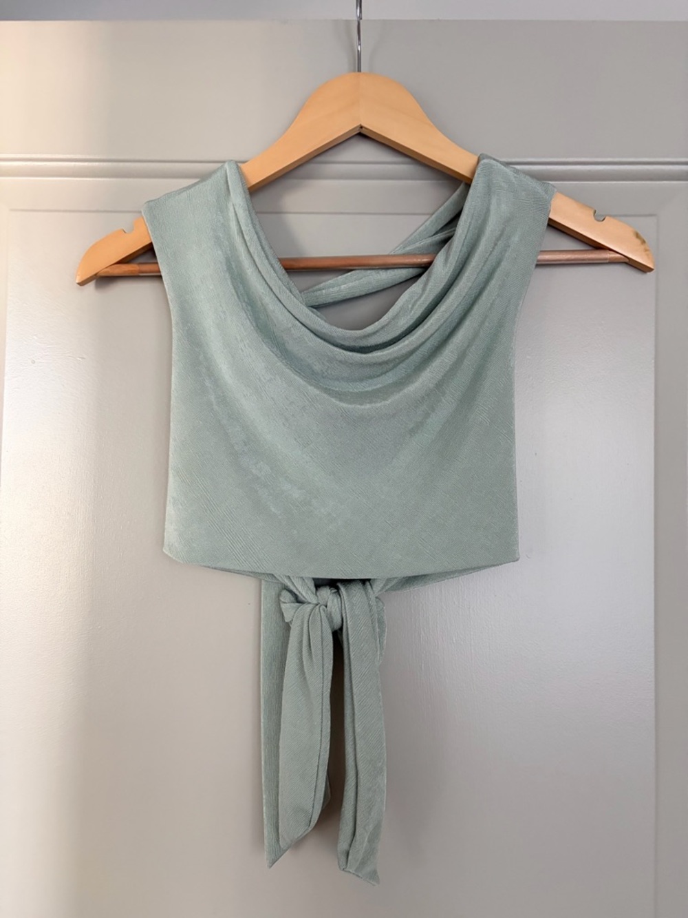 Draped Tie-Back Women's Top in Sage Green